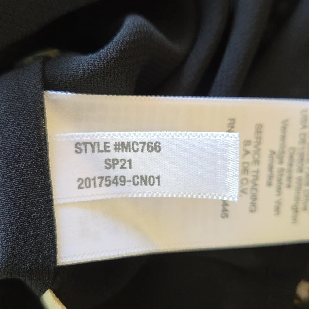 Madewell Black Ditsy Floral Georgette Mockneck Ruffle-Yoke Blouse - Size XXL
